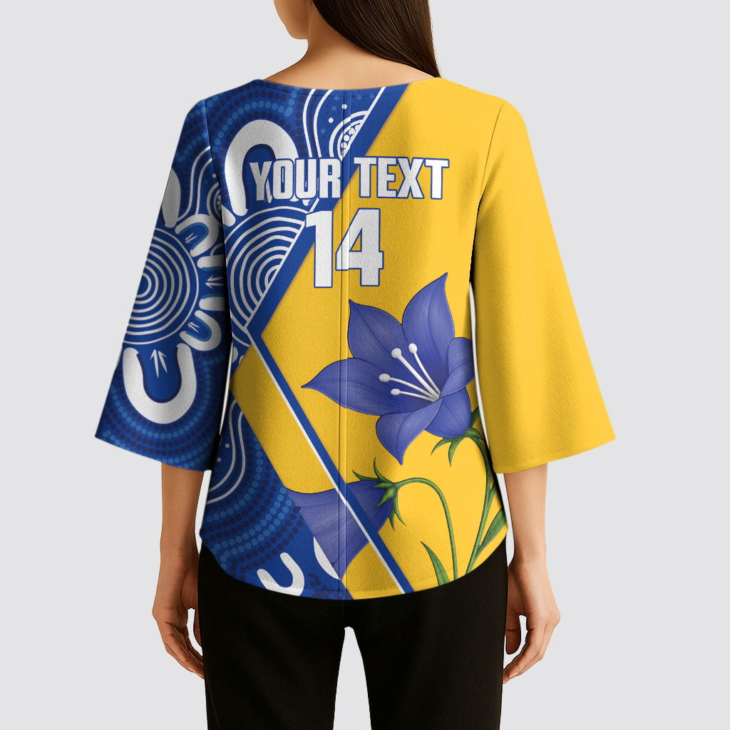 Australian Capital Territory Oztag Custom Kimono Sleeve Blouse ACT Royal Bluebell Indigenous Art