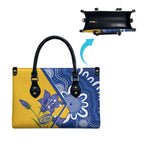 Australian Capital Territory Oztag Leather Bag ACT Royal Bluebell Indigenous Art