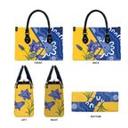 Australian Capital Territory Oztag Leather Bag ACT Royal Bluebell Indigenous Art