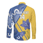 Australian Capital Territory Oztag Custom Long Sleeve Button Shirt ACT Royal Bluebell Indigenous Art