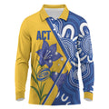 Australian Capital Territory Oztag Custom Long Sleeve Polo Shirt ACT Royal Bluebell Indigenous Art
