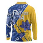 Australian Capital Territory Oztag Custom Long Sleeve Polo Shirt ACT Royal Bluebell Indigenous Art
