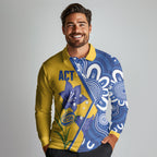 Australian Capital Territory Oztag Custom Long Sleeve Polo Shirt ACT Royal Bluebell Indigenous Art