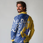 Australian Capital Territory Oztag Custom Long Sleeve Polo Shirt ACT Royal Bluebell Indigenous Art