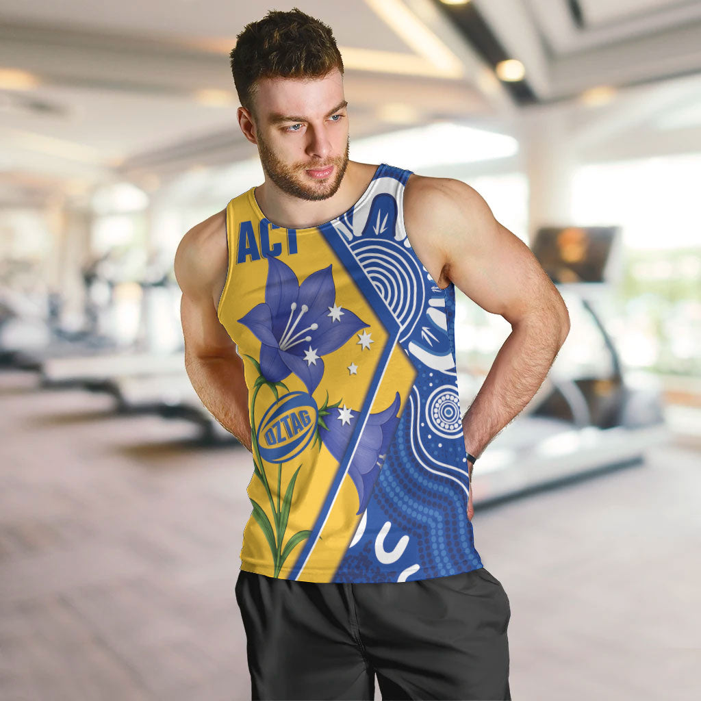 Australian Capital Territory Oztag Custom Men Tank Top ACT Royal Bluebell Indigenous Art