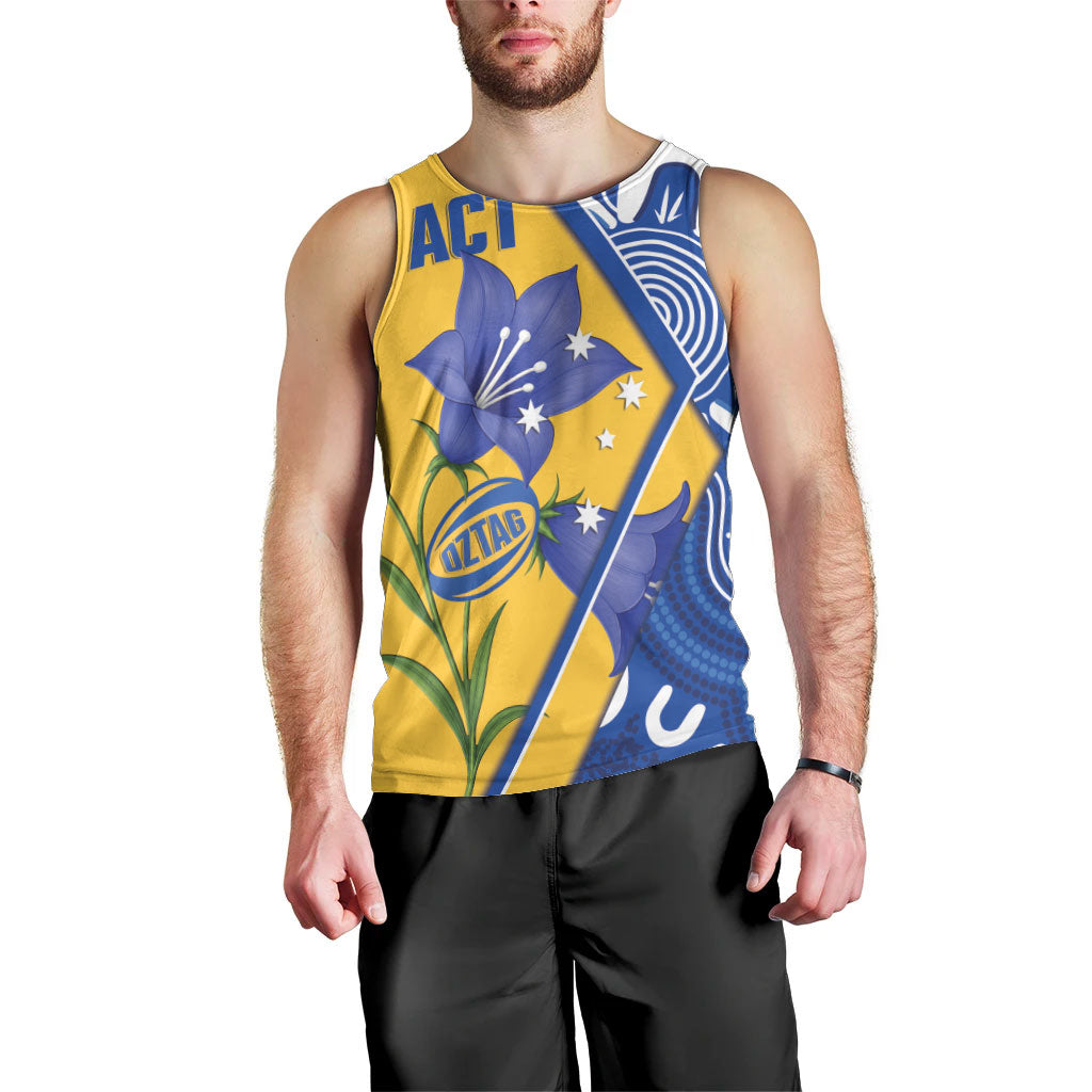 Australian Capital Territory Oztag Custom Men Tank Top ACT Royal Bluebell Indigenous Art