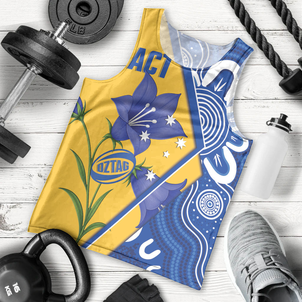 Australian Capital Territory Oztag Custom Men Tank Top ACT Royal Bluebell Indigenous Art