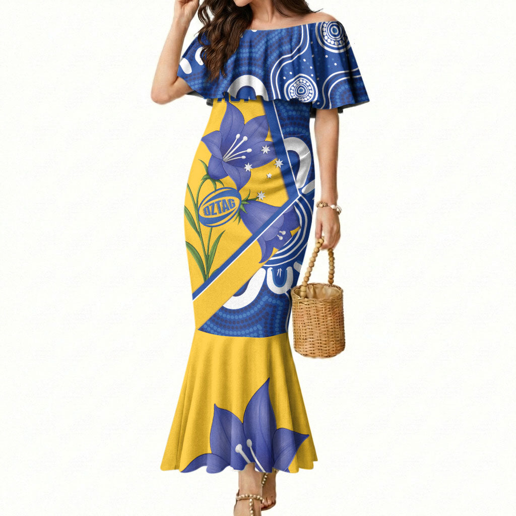 Australian Capital Territory Oztag Custom Mermaid Dress ACT Royal Bluebell Indigenous Art
