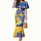 Australian Capital Territory Oztag Custom Mermaid Dress ACT Royal Bluebell Indigenous Art