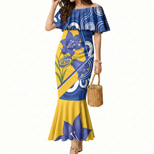 Australian Capital Territory Oztag Custom Mermaid Dress ACT Royal Bluebell Indigenous Art
