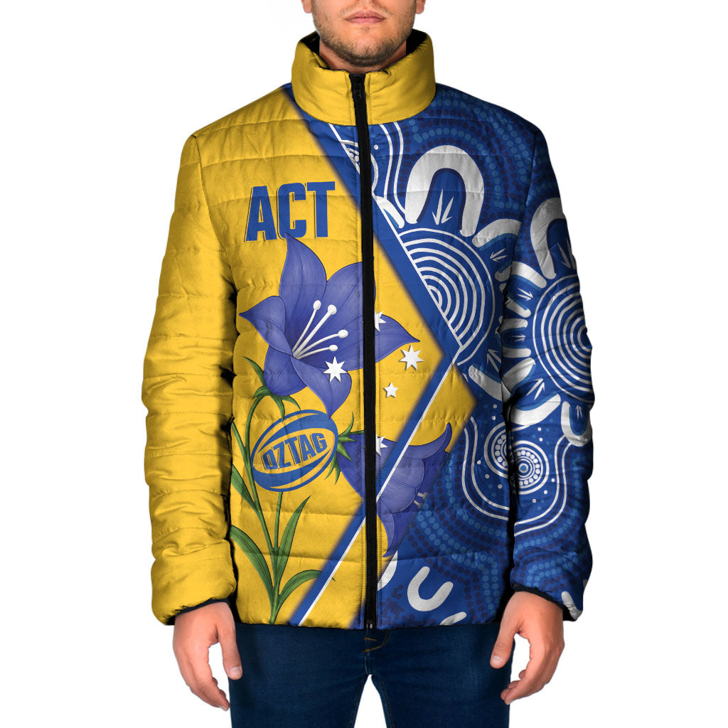 Australian Capital Territory Oztag Custom Padded Jacket ACT Royal Bluebell Indigenous Art
