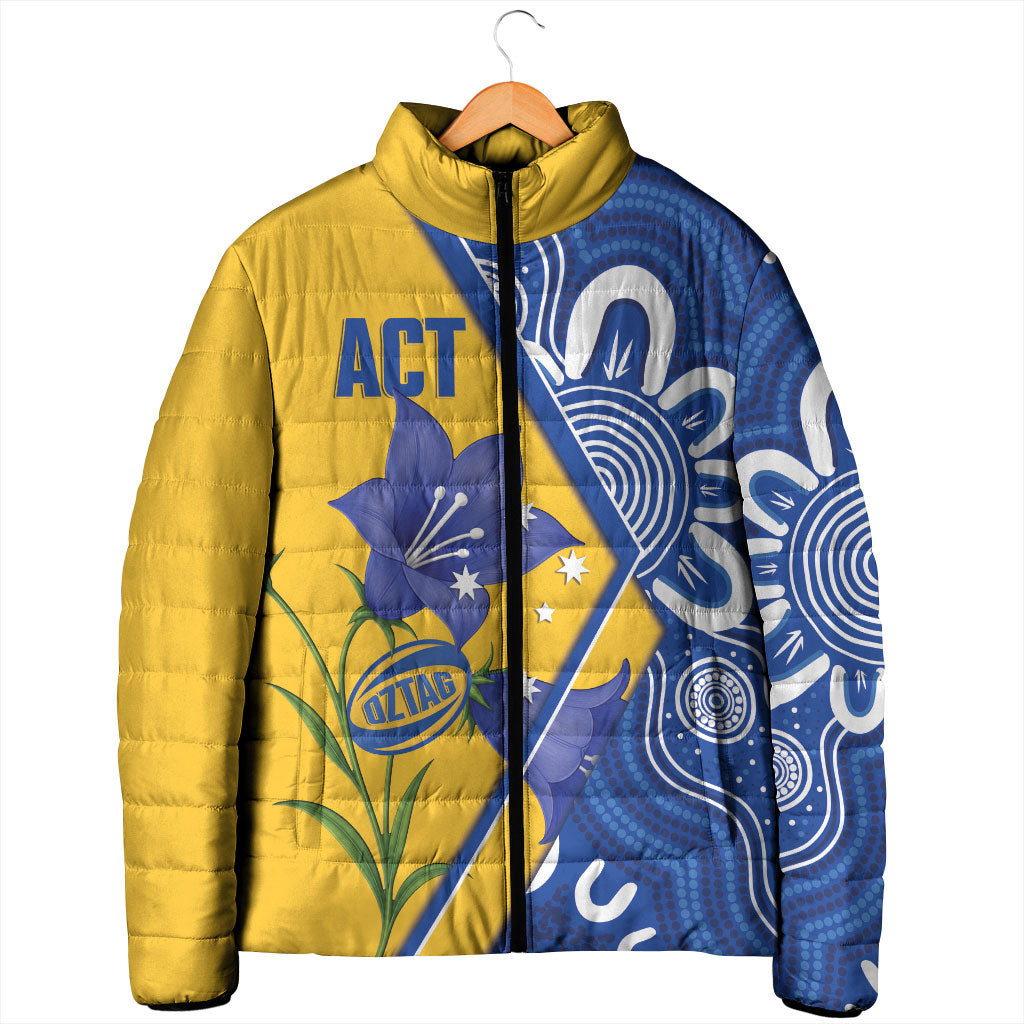 Australian Capital Territory Oztag Custom Padded Jacket ACT Royal Bluebell Indigenous Art