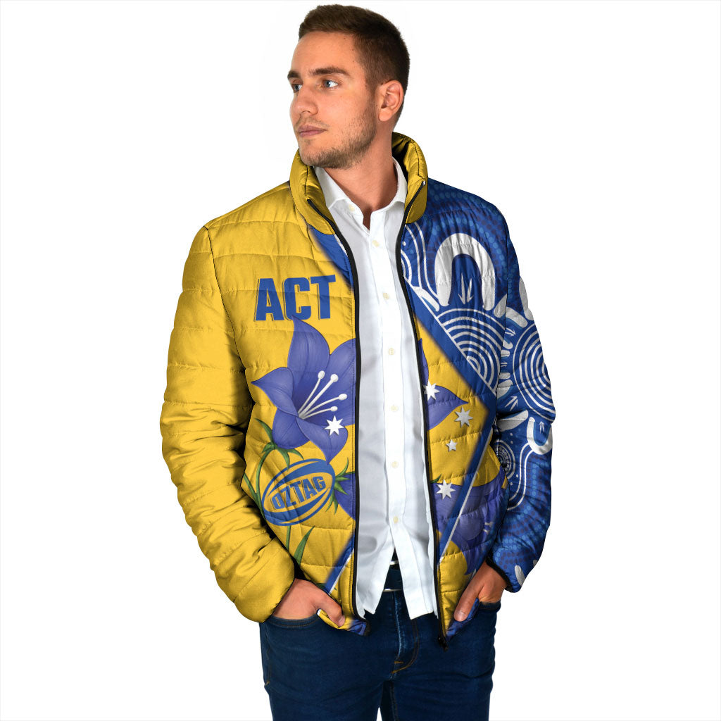 Australian Capital Territory Oztag Custom Padded Jacket ACT Royal Bluebell Indigenous Art