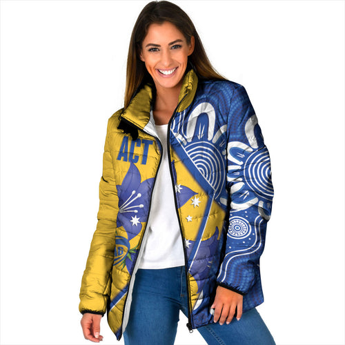 Australian Capital Territory Oztag Custom Padded Jacket ACT Royal Bluebell Indigenous Art