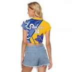 Australian Capital Territory Oztag Custom Raglan Cropped T Shirt ACT Royal Bluebell Indigenous Art