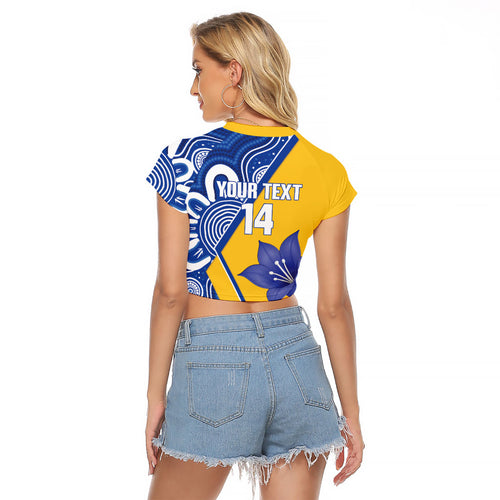 Australian Capital Territory Oztag Custom Raglan Cropped T Shirt ACT Royal Bluebell Indigenous Art