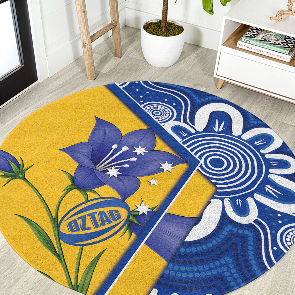 Australian Capital Territory Oztag Round Carpet ACT Royal Bluebell Indigenous Art