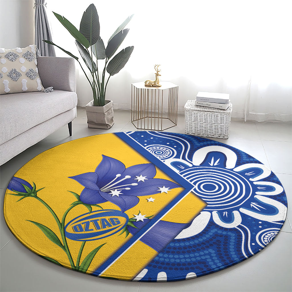 Australian Capital Territory Oztag Round Carpet ACT Royal Bluebell Indigenous Art