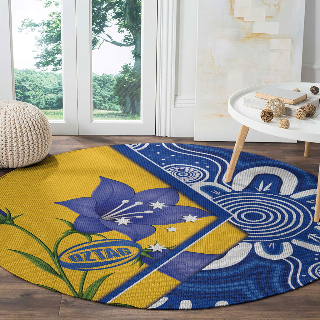 Australian Capital Territory Oztag Round Carpet ACT Royal Bluebell Indigenous Art