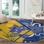 Australian Capital Territory Oztag Round Carpet ACT Royal Bluebell Indigenous Art