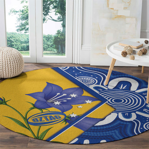 Australian Capital Territory Oztag Round Carpet ACT Royal Bluebell Indigenous Art