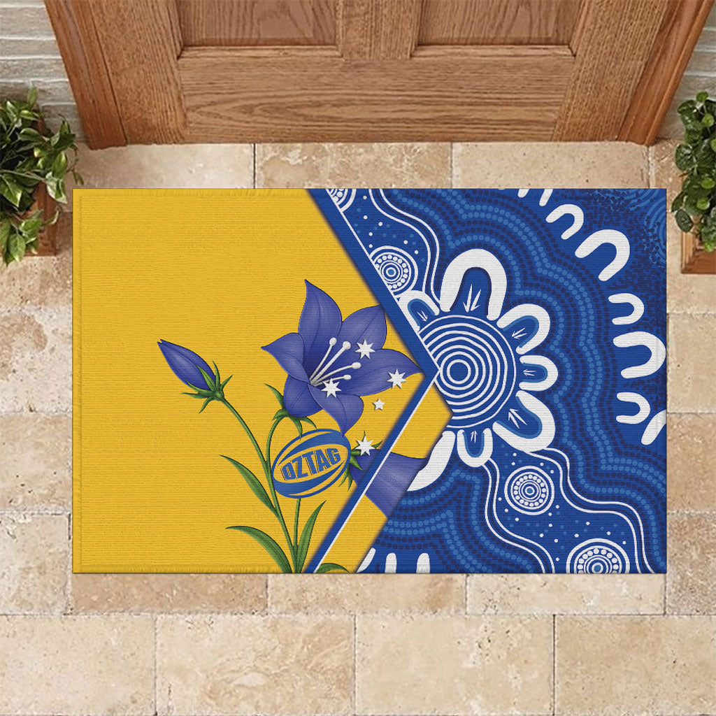 Australian Capital Territory Oztag Rubber Doormat ACT Royal Bluebell Indigenous Art