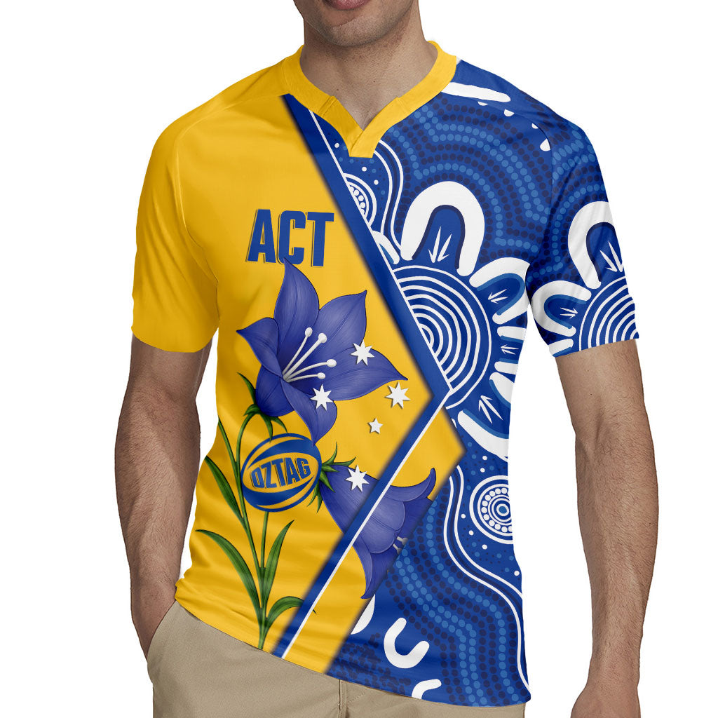 Australian Capital Territory Oztag Custom Rugby Jersey ACT Royal Bluebell Indigenous Art
