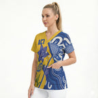 Australian Capital Territory Oztag Custom Scrub Top ACT Royal Bluebell Indigenous Art