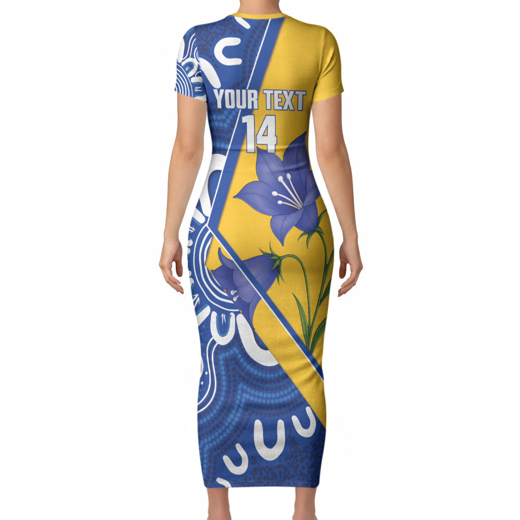 Australian Capital Territory Oztag Custom Short Sleeve Bodycon Dress ACT Royal Bluebell Indigenous Art