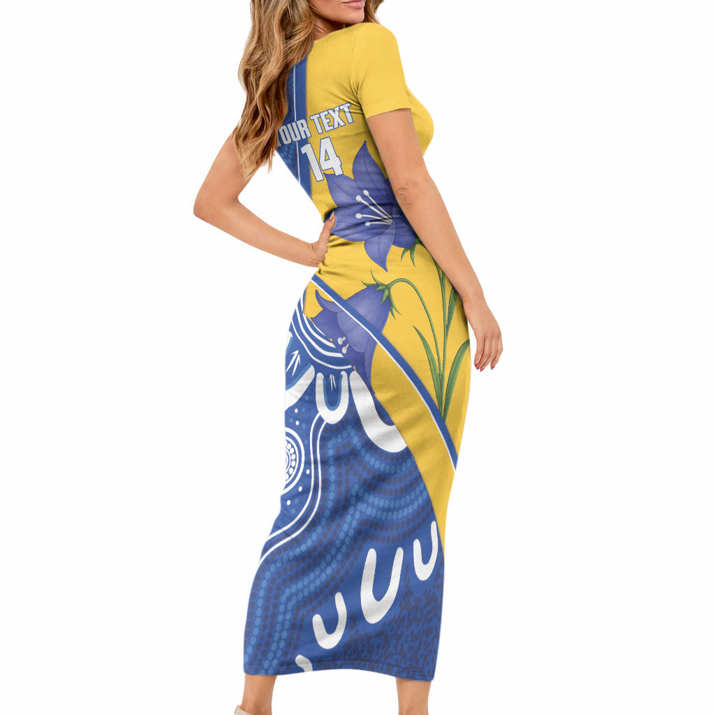 Australian Capital Territory Oztag Custom Short Sleeve Bodycon Dress ACT Royal Bluebell Indigenous Art