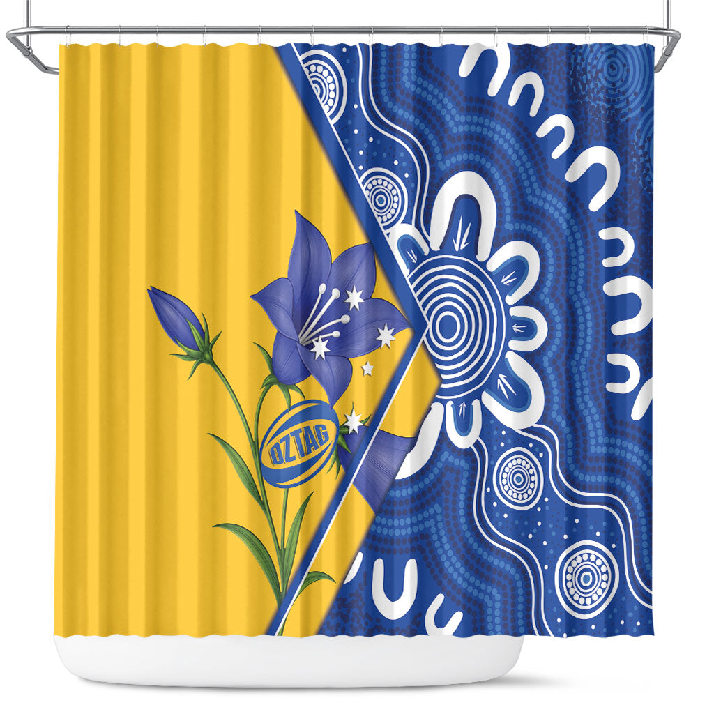 Australian Capital Territory Oztag Shower Curtain ACT Royal Bluebell Indigenous Art