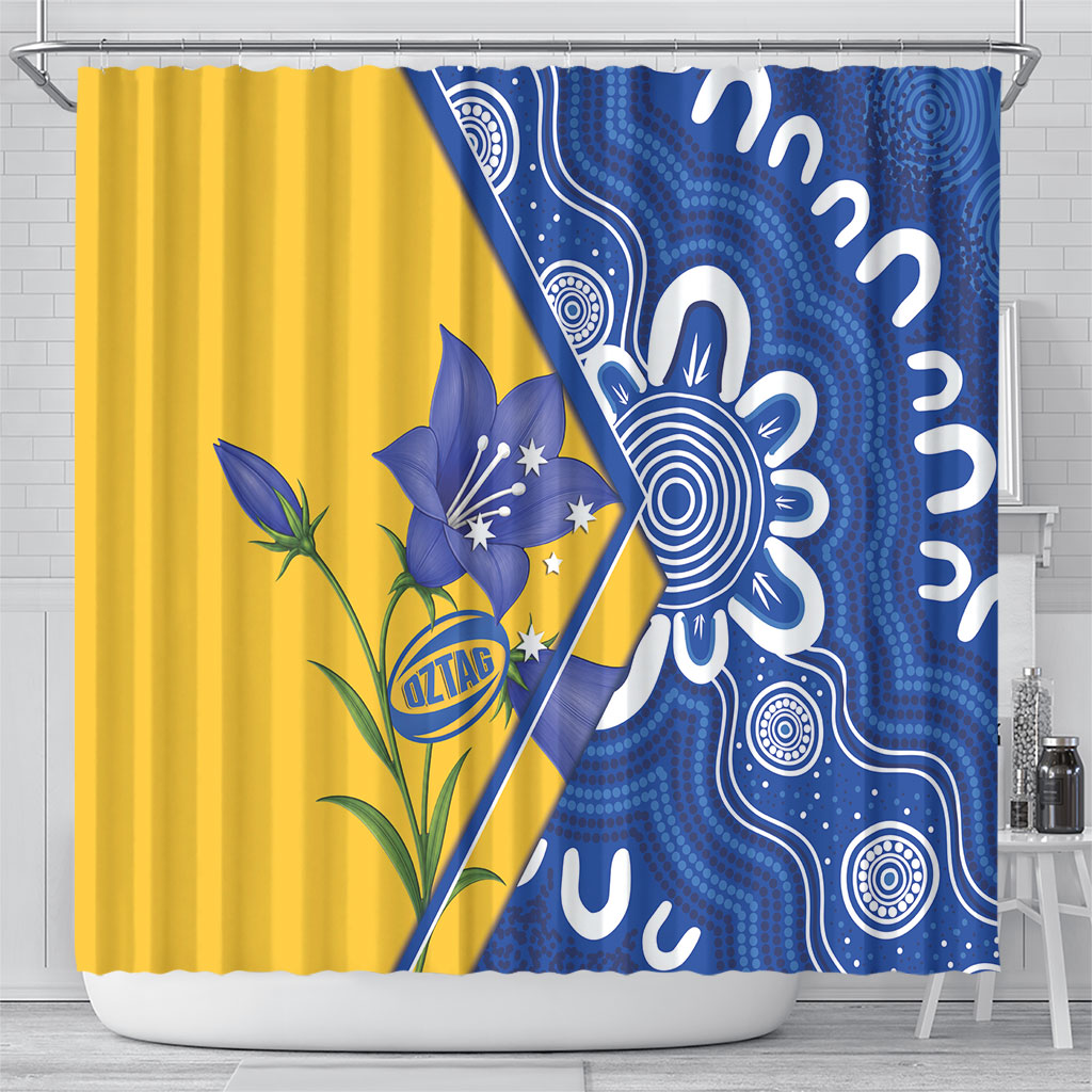 Australian Capital Territory Oztag Shower Curtain ACT Royal Bluebell Indigenous Art