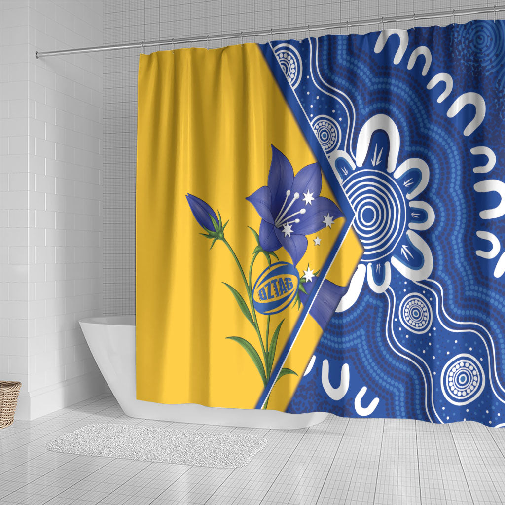 Australian Capital Territory Oztag Shower Curtain ACT Royal Bluebell Indigenous Art