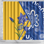 Australian Capital Territory Oztag Shower Curtain ACT Royal Bluebell Indigenous Art