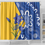 Australian Capital Territory Oztag Shower Curtain ACT Royal Bluebell Indigenous Art