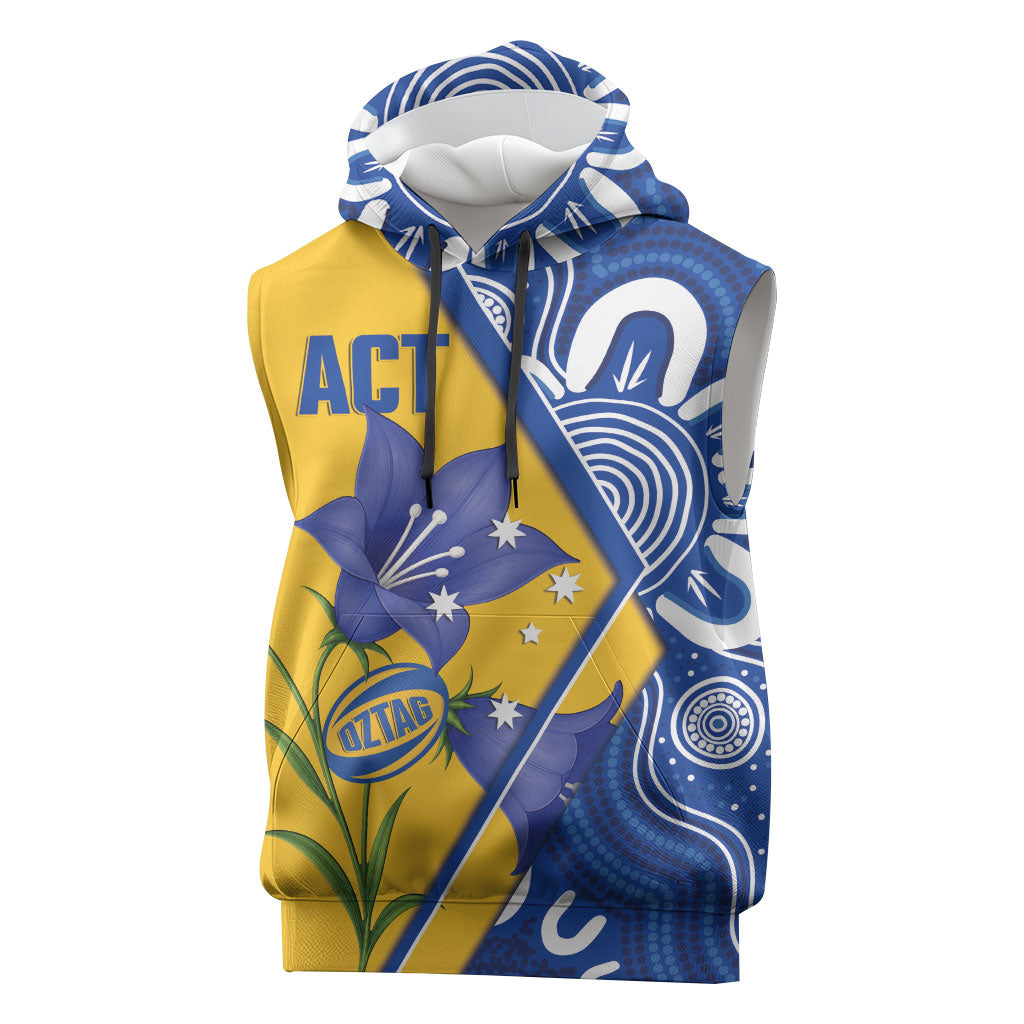 Australian Capital Territory Oztag Custom Sleeveless Hoodie ACT Royal Bluebell Indigenous Art