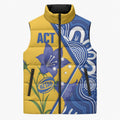 Australian Capital Territory Oztag Custom Sleeveless Puffer Jacket ACT Royal Bluebell Indigenous Art