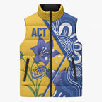Australian Capital Territory Oztag Custom Sleeveless Puffer Jacket ACT Royal Bluebell Indigenous Art