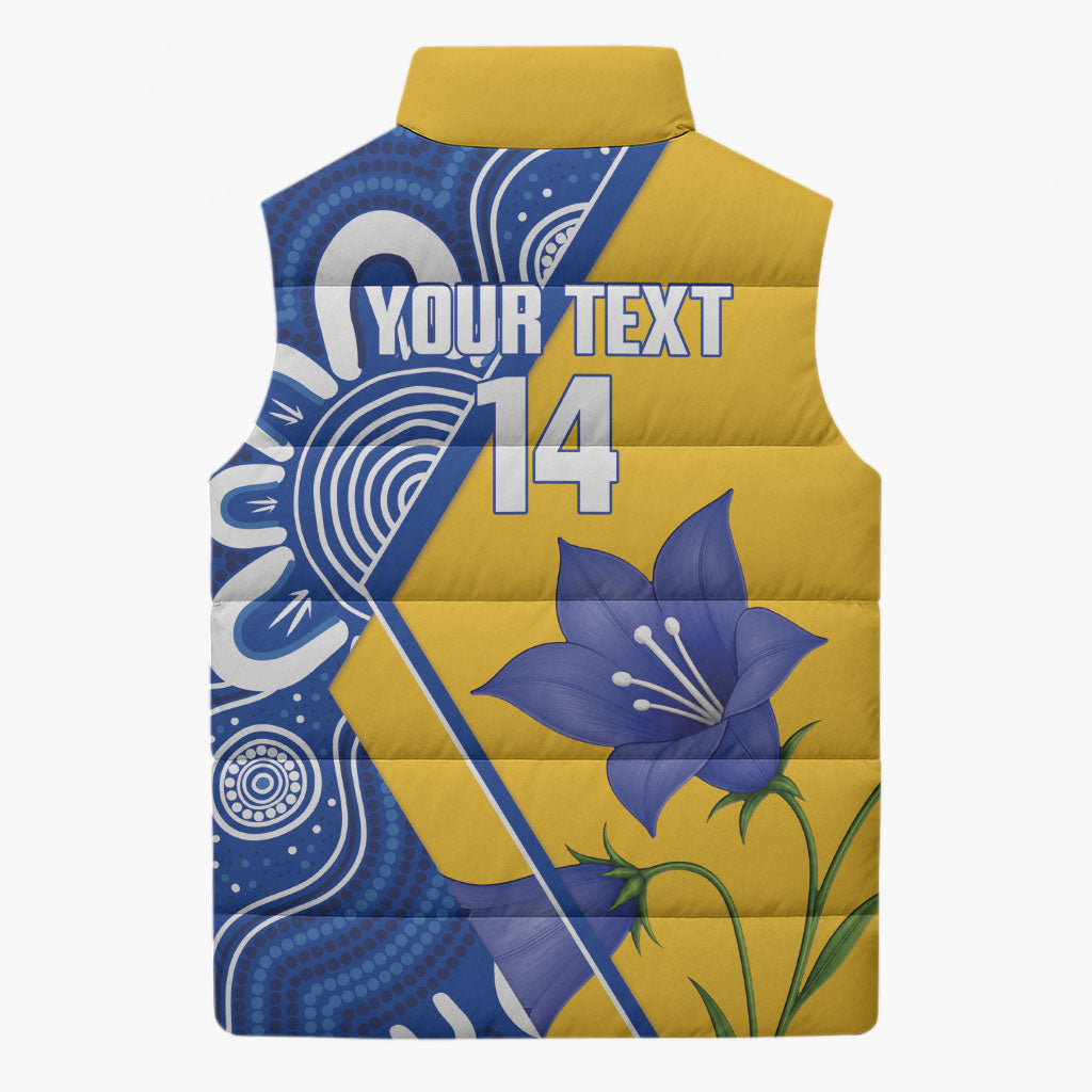Australian Capital Territory Oztag Custom Sleeveless Puffer Jacket ACT Royal Bluebell Indigenous Art