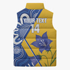 Australian Capital Territory Oztag Custom Sleeveless Puffer Jacket ACT Royal Bluebell Indigenous Art