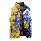 Australian Capital Territory Oztag Custom Sleeveless Puffer Jacket ACT Royal Bluebell Indigenous Art