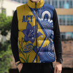 Australian Capital Territory Oztag Custom Sleeveless Puffer Jacket ACT Royal Bluebell Indigenous Art