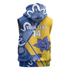 Australian Capital Territory Oztag Custom Sleeveless Zip Hoodie ACT Royal Bluebell Indigenous Art