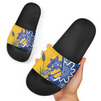 Australian Capital Territory Oztag Slide Sandals ACT Royal Bluebell Indigenous Art