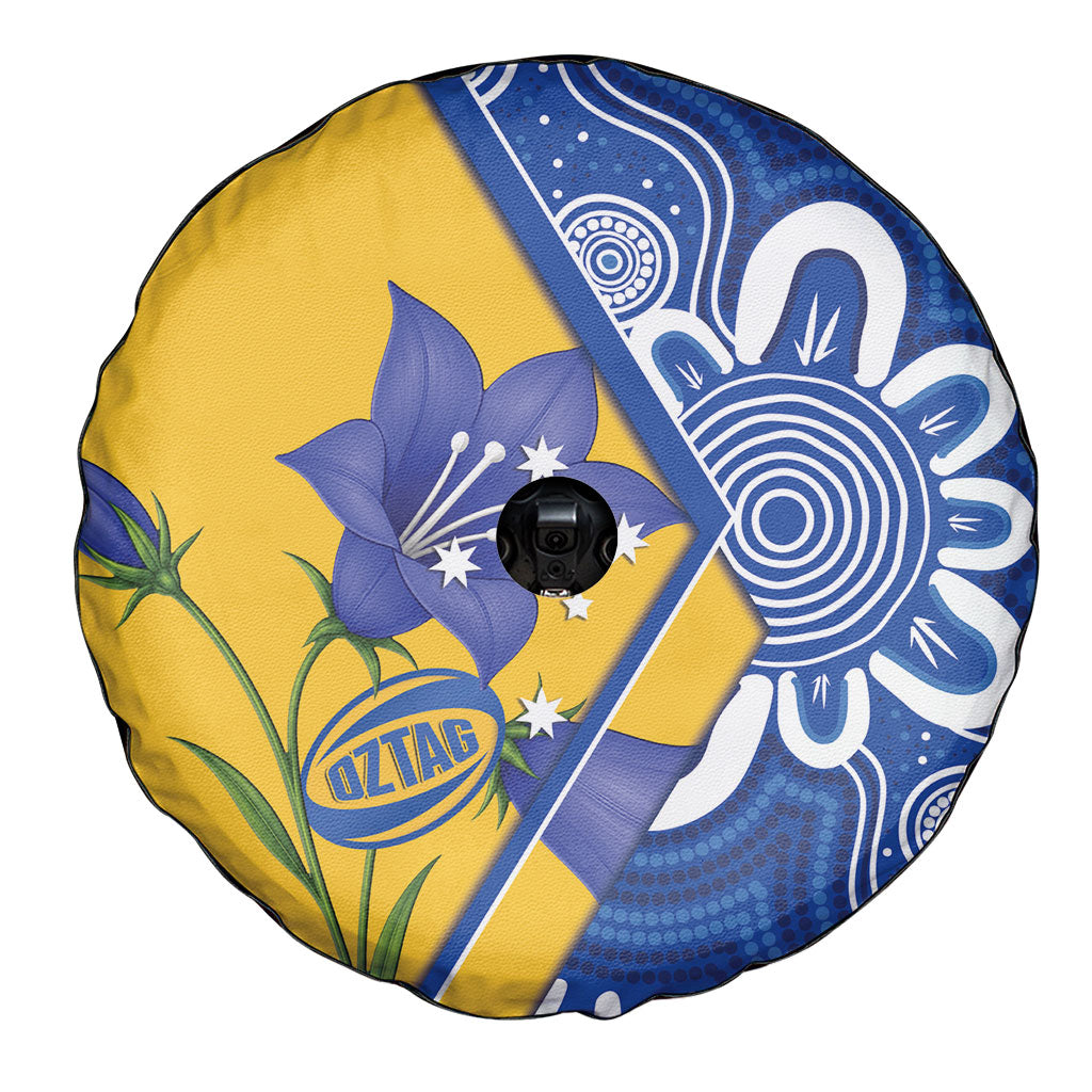 Australian Capital Territory Oztag Spare Tire Cover ACT Royal Bluebell Indigenous Art