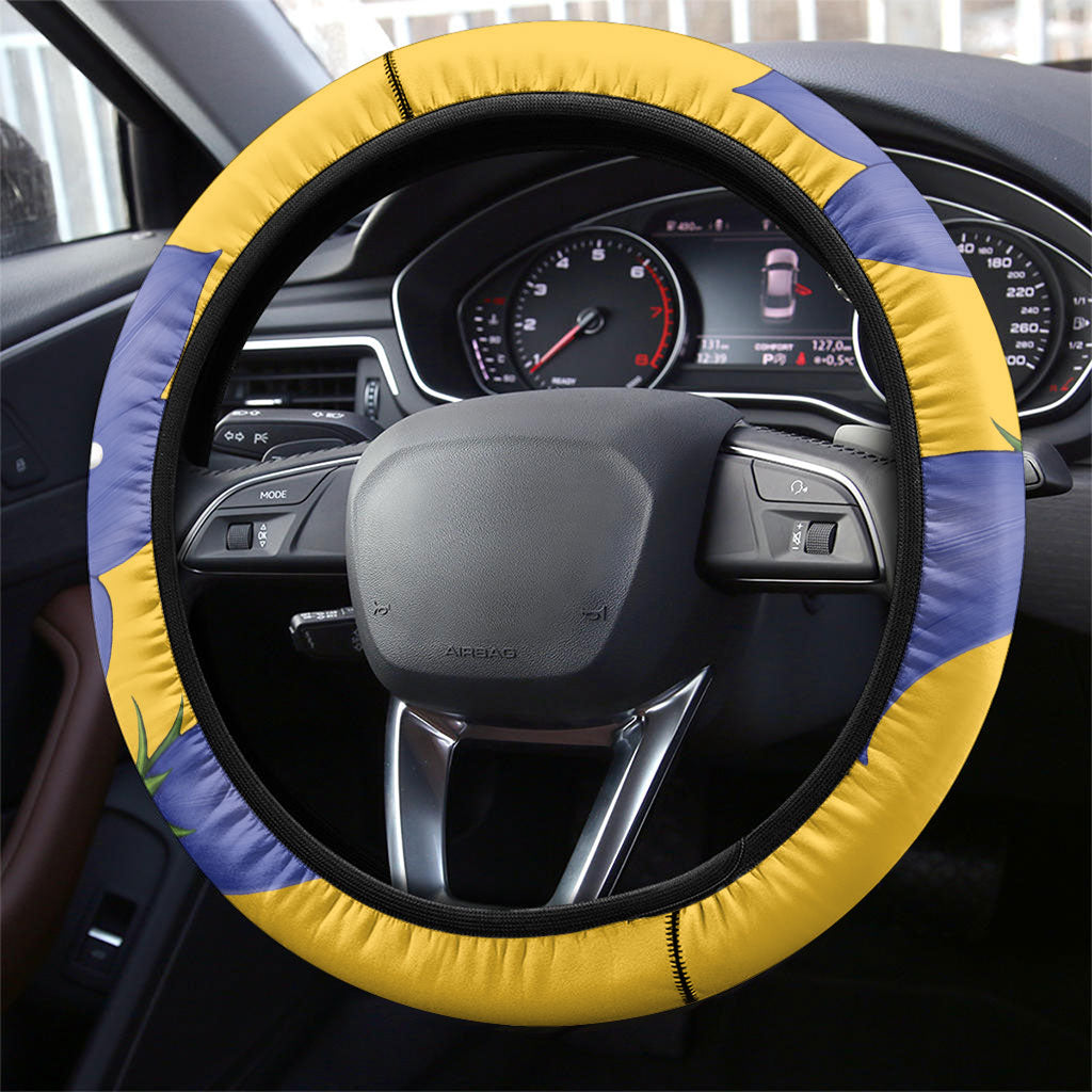 Australian Capital Territory Oztag Steering Wheel Cover ACT Royal Bluebell Indigenous Art