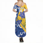 Australian Capital Territory Oztag Custom Summer Maxi Dress ACT Royal Bluebell Indigenous Art