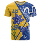 Australian Capital Territory Oztag Custom T Shirt ACT Royal Bluebell Indigenous Art