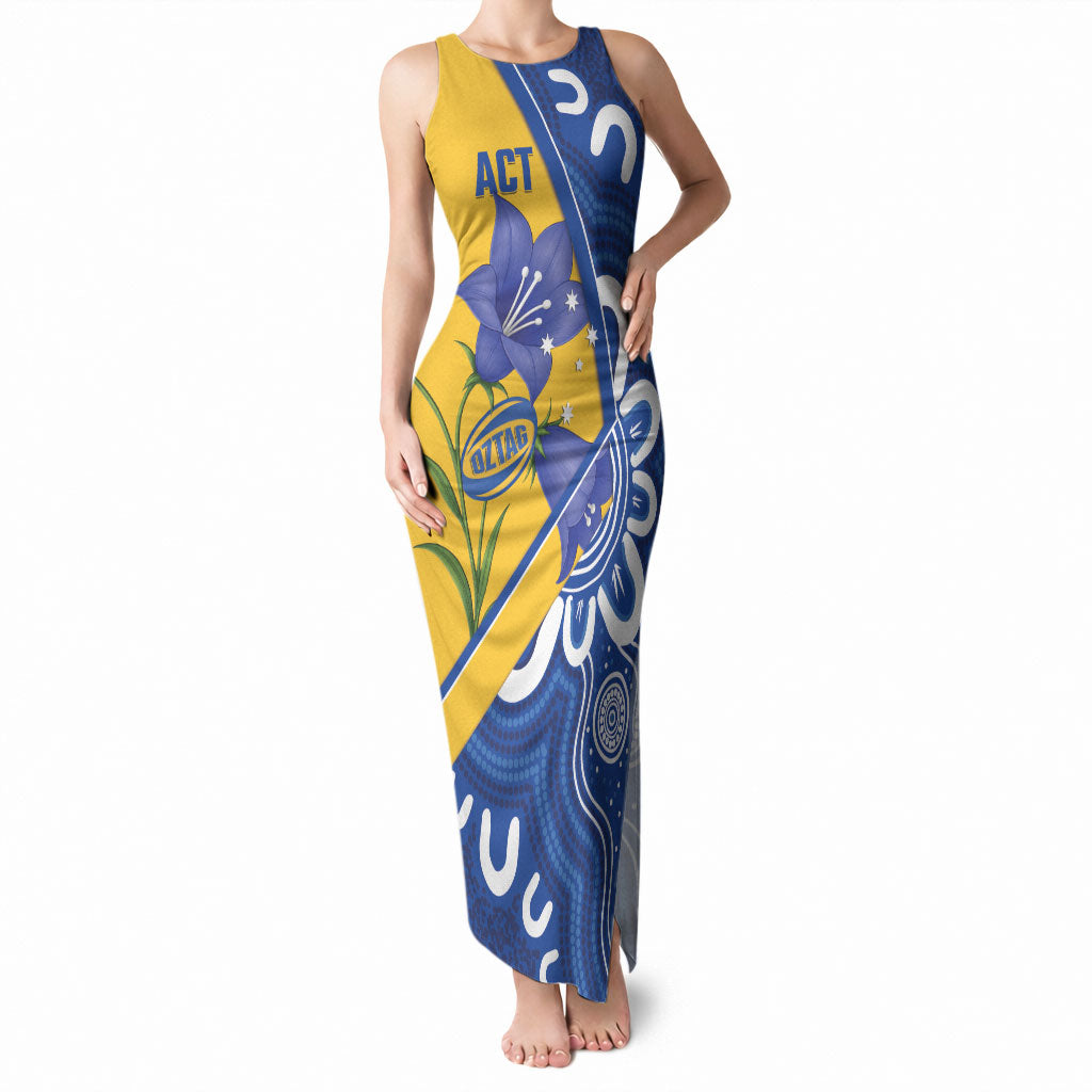 Australian Capital Territory Oztag Custom Tank Maxi Dress ACT Royal Bluebell Indigenous Art