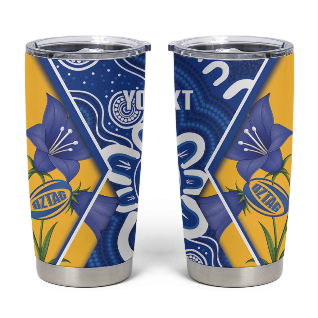 Australian Capital Territory Oztag Custom Tumbler Cup ACT Royal Bluebell Indigenous Art